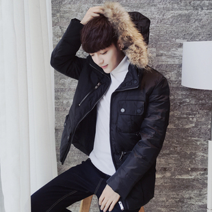 2016韩版男装冬季新款连帽修身短款羽绒服男士加厚防风保暖外套潮