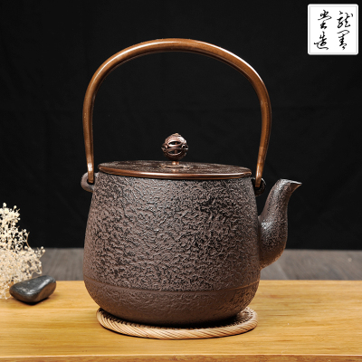 龙善堂铁壶 日本进口原装正品南部铁壶 铸铁茶壶纯手工/桶形肌纹