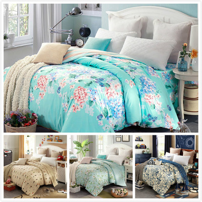 新款全棉斜纹活性印花花朵卡通条纹床单被套枕套学生寝室可单卖