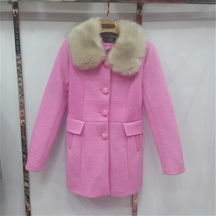 2015冬季新款韩版修身中长款毛呢外套女时尚大毛领羊毛呢子大衣