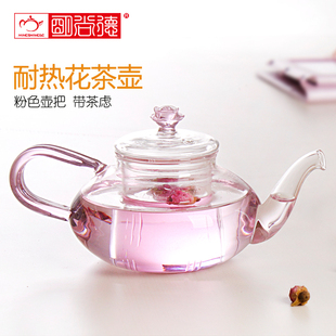 明尚德 耐热玻璃  带盖过滤功夫茶壶 泡花茶壶 玻璃茶壶 PH203