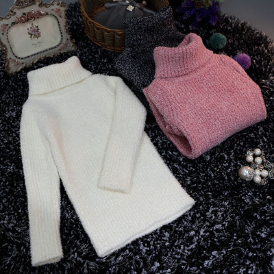 2015冬装新款童装高领打底衫毛衣宝宝加厚上衣女童纯色针织衫