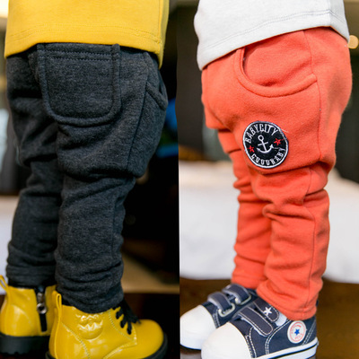 1-2-3岁男儿童宝宝裤子秋冬款婴儿棉裤可开档加厚加绒休闲长裤潮