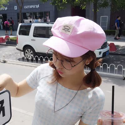 韩国新款遮阳帽子女士八角帽夏季男生贴布贝雷帽子韩版户外出游潮