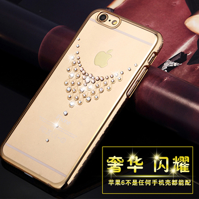超薄苹果6s手机壳奢华4.7透明水钻iphone6plus玫瑰金镶钻创意潮女