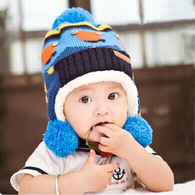 韩版婴儿帽0-4岁秋冬儿童冬天帽子 小孩护耳毛线帽 宝宝帽子 男女