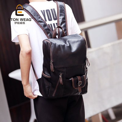 新款休闲双肩包男士包背包韩版学生书包皮时尚潮流运动旅行电脑包