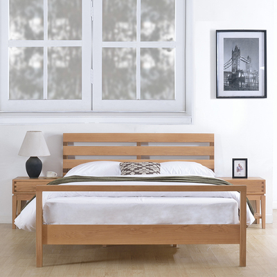 北欧双人床广东省艺术风格型橡木原木卧室家具高档物流储物实木床