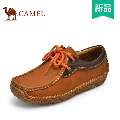 Camel骆驼女鞋正品2014秋季新款真皮户外休闲平跟豆豆鞋A1321024