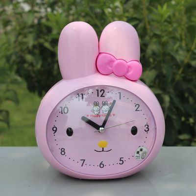 小兔子静音夜光多功能语音时尚可爱卡通男女孩学生儿童创意闹钟