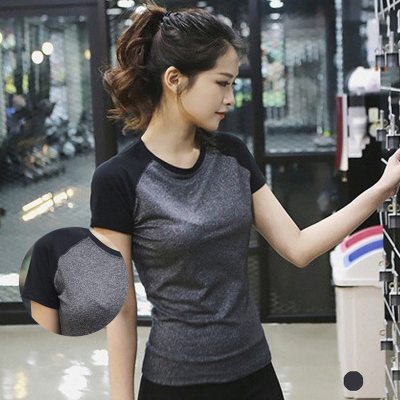 韩版时尚夏速干跑步运动短袖T恤女修身 健身瑜伽服运动紧身上衣