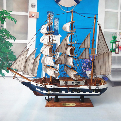 木质帆船模型生日礼物家居装饰品包邮地中海风格摆件木制工艺船
