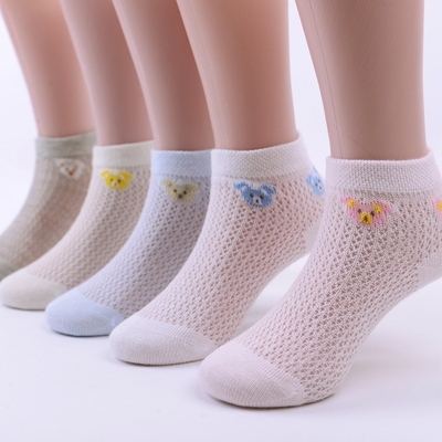 夏季超薄儿童袜子 全棉透气网眼男童女童宝宝船袜短袜 纯棉薄袜
