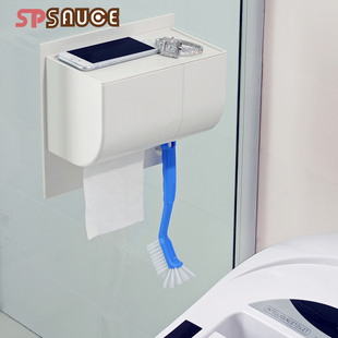 日本卫生间粘贴式纸巾架卫生巾收纳盒卷纸架厕所防水滚筒纸巾盒