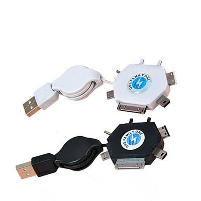 USB多功能伸缩六合一充电线手机数据线 一拖六车载充电器电源线