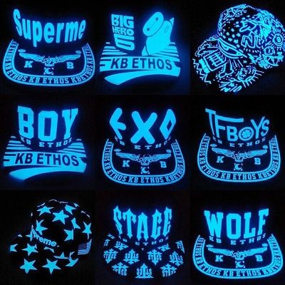 EXO同款TFBOYS帽 蓝色夜光平檐男女嘻哈帽子荧光发光棒球平沿帽潮
