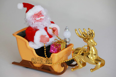 圣诞节用品节日用品音乐电动玩具----骑鹿车的圣诞老人