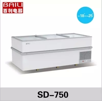 正品百利低温岛式冰柜SD-750 超市冷柜平面展示雪柜速冻柜