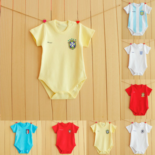 婴儿连体衣服世界 杯巴西阿根廷宝宝短袖三角哈衣 英格兰足球衣