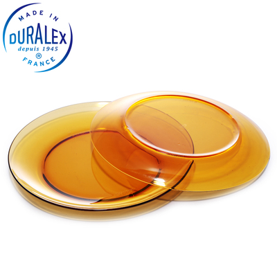 【2只装】DURALEX法国多莱斯进口 钢化玻璃盘子 琥珀色23.5cm餐盘