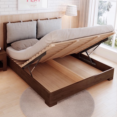 华纳斯 实木储物床橡木双人床 1.51.8米简约日式现代实木床高箱床