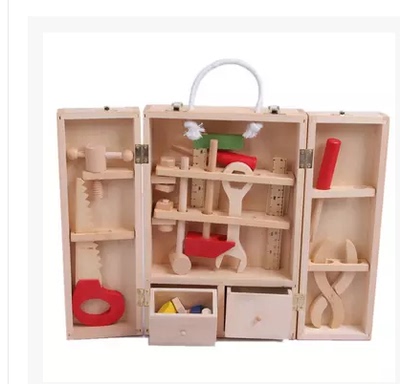 小孩过家家仿真工具箱木质拼搭l螺母拼装配对玩具男孩玩具3-10岁