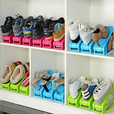 包邮5个装 日韩可调节式塑料鞋子收纳架 鞋架 简约双层鞋子整理架