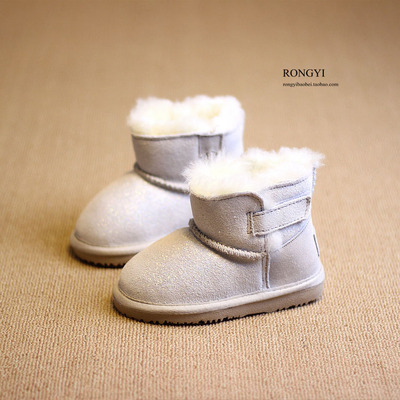 冬季新男童女童靴宝宝学步软底鞋婴儿棉鞋儿童雪地靴真皮1-2-3岁