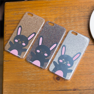 可爱兔子镜面iPhone6s手机壳韩国简约潮牌苹果7plus防摔壳小清新