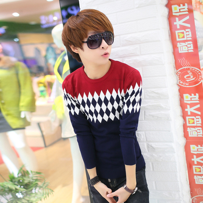 包邮2015年秋季新款韩版时尚休闲长袖圆领毛衣男士小青年针织外套
