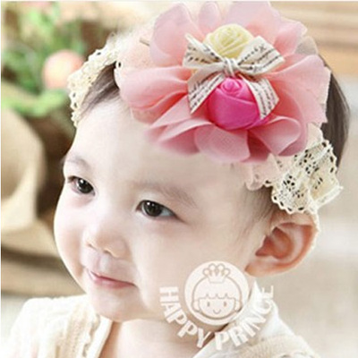 韩国欧美女童糖果色甜美网纱花朵宝宝发带婴儿发饰头饰发箍