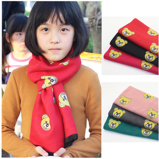 新款学生儿童小孩婴儿男童女童羊绒围巾韩国秋冬羊毛小熊宝宝围脖