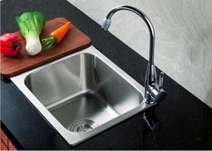 SUS304不锈钢加厚拉丝 小水槽 单槽洗菜洗手盆一体成型42X36包邮
