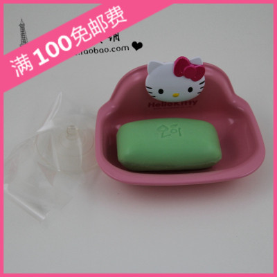 韩国进口hello kitty超强双吸盘皂架香皂盒立体猫头沥水皂盒塑料