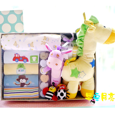 宝宝满月周岁玩具服装玩偶音乐八音盒礼包超值礼盒毛绒玩具新生儿