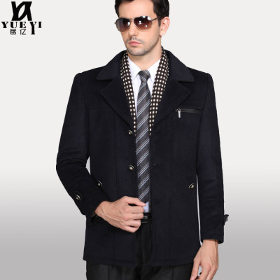 秋冬季中青年商务男装羊毛呢大衣男士英伦中长款呢子外套加厚新款