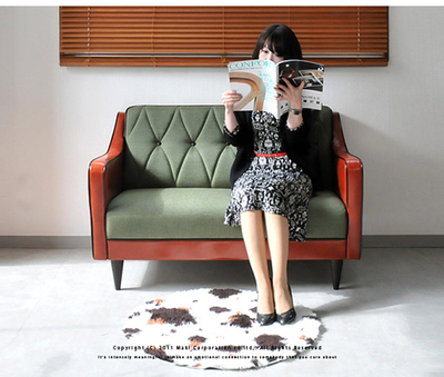 欧式新款手绘拼接时尚简约小户型皮布现代单人双人三人休闲沙发椅