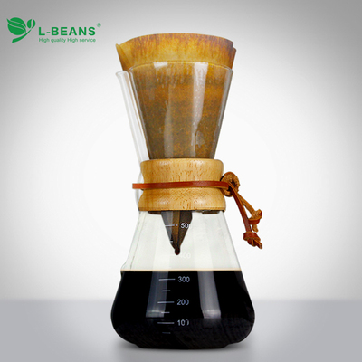 L-BEANS 咖啡分享壶 玻璃手冲滴漏式咖啡壶 圆木手柄家用套装包邮