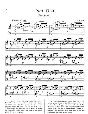 11127巴赫 C大调前奏曲与赋格 钢琴谱 十二平均律 BWV846 带指法