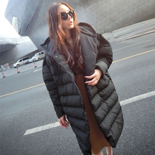 韩国2015冬装韩版蝙蝠袖羽绒棉服女中长款宽松茧型棉衣面包服外套