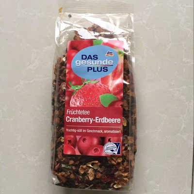 德国原装代购dm DAS 蔓越莓草莓花果茶/果粒茶 无糖 200g