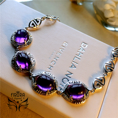 【FIRORA创意】纯天然乌拉圭玻璃体紫晶紫水晶手链女款 节日礼物