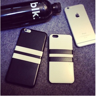 新款潮牌简约复古黑白杠条iPhone6plus手机壳苹果5s软壳保护套
