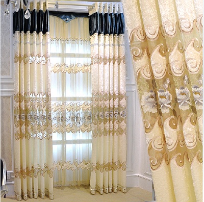 高档精品绣花窗帘定制特价中式欧式客厅卧室成品布艺纱限时促销