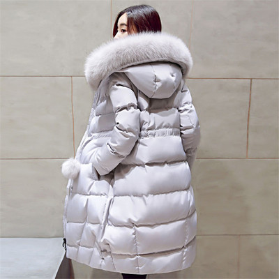 2015冬装新款韩版过膝棉衣女长款修身显瘦大毛领连帽加厚棉服外套