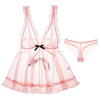 性感睡衣女夏蕾丝睡裙吊带极度诱惑睡袍透明薄纱可爱粉色情趣睡衣