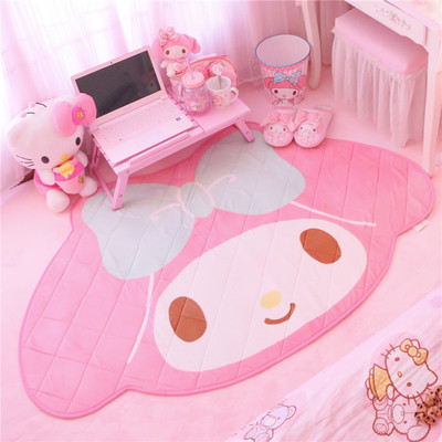 卡通可爱粉色儿童卧室超大床头地垫地毯床边榻榻米门垫