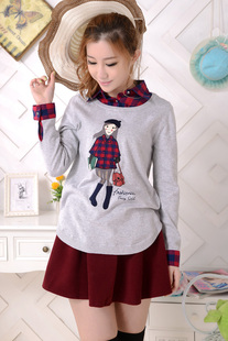 衣之琪2015新款少女秋装学院风韩版卡通针织衫 学生套头毛衣外套