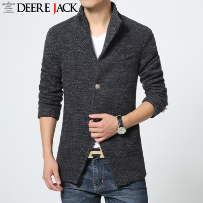 Deere Jack2015冬季新款男士风衣外套中长款单排扣韩版修身潮男装