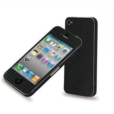 iPhone4/4s手机膜彩膜黑色碳纤维后贴保护贴 高端手机后贴保护膜